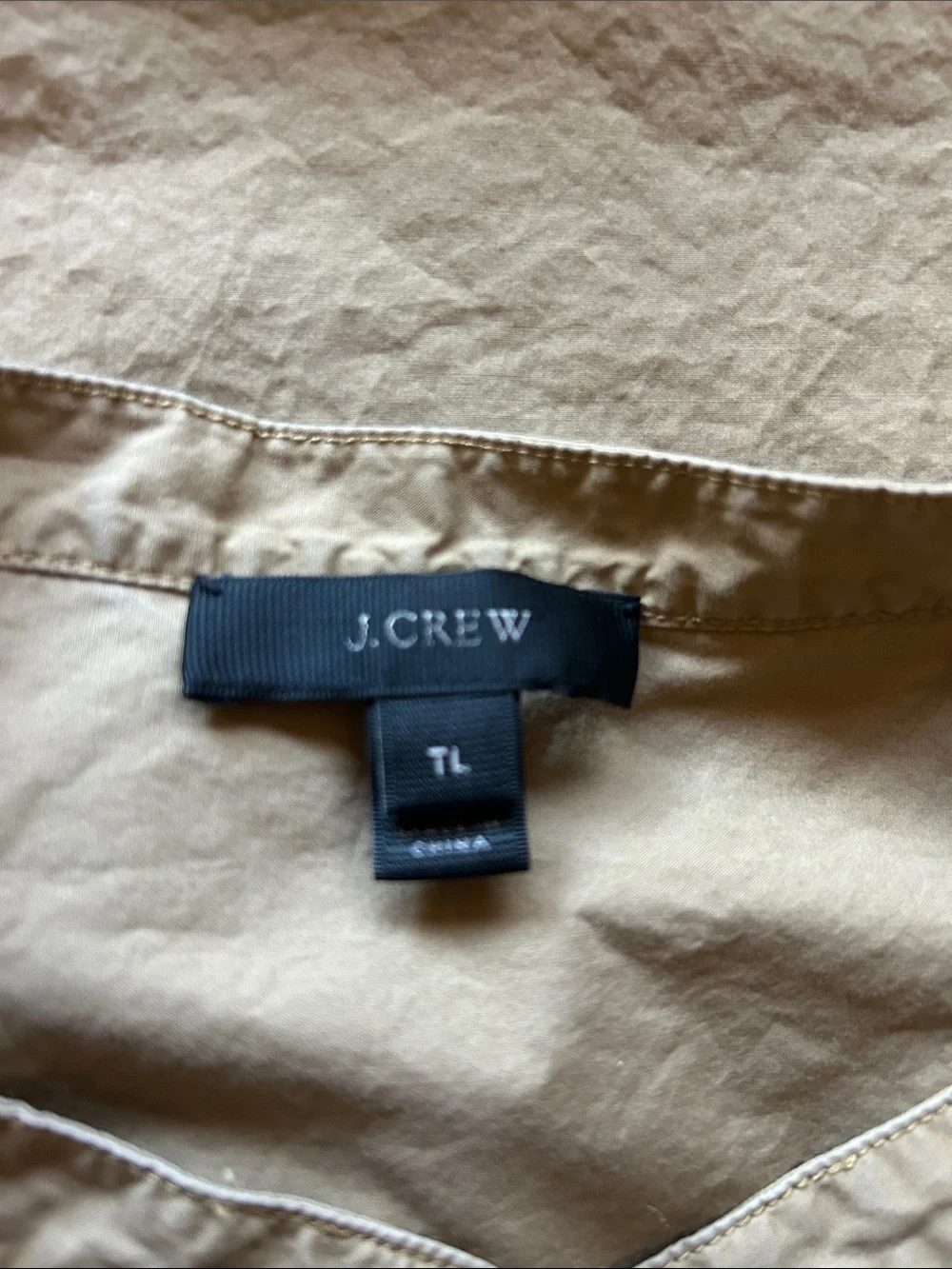 J.Crew Tall Large Khaki Popover Top Short Sleeve Cotton Blouse